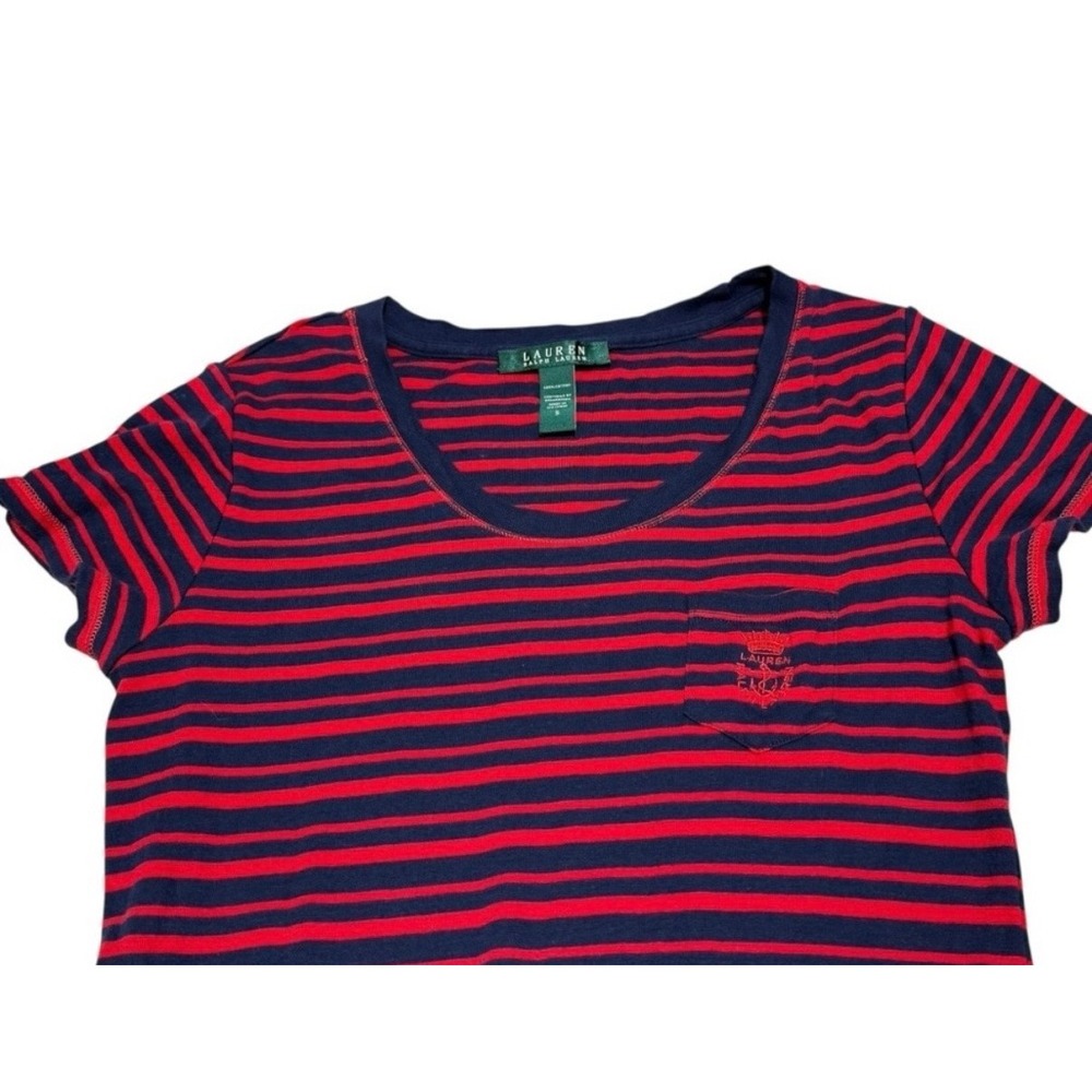 Lauren Ralph Lauren Women's Striped Maxi Dress Size Small Navy Red 100% Cotton - Picture 7 of 12